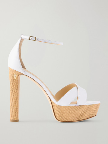 JENNIFER CHAMANDI Leo leather and raffia platform sandals