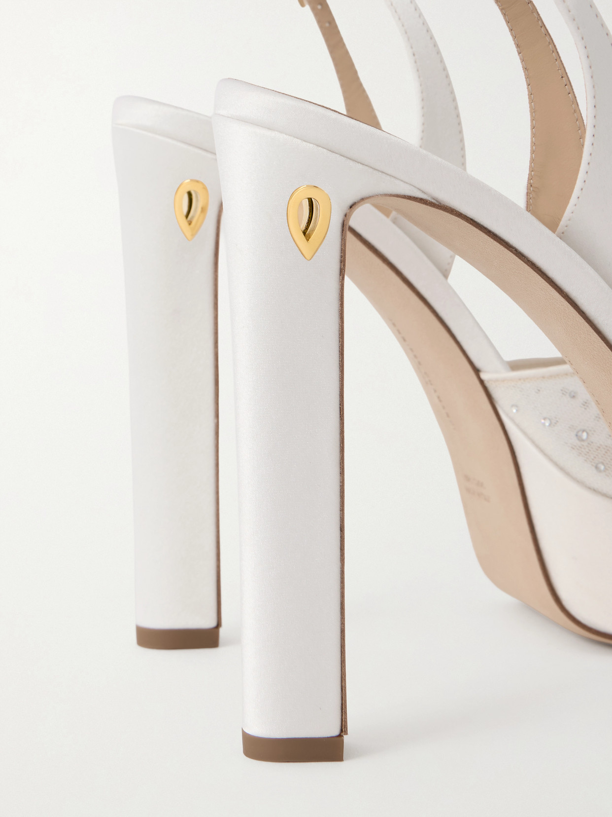 Jennifer Chamandi Antonio 130 Satin-trimmed Crystal-embellished Mesh Platform Sandals In White