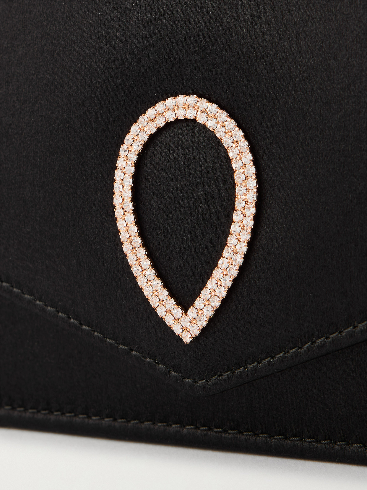 Jennifer Chamandi Le 8 Crystal-embellished Satin Clutch In Black