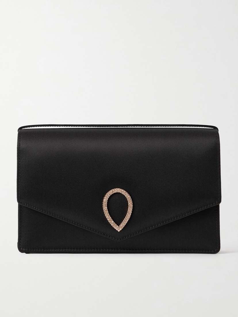 Jennifer Chamandi Le 8 Crystal-embellished Satin Clutch