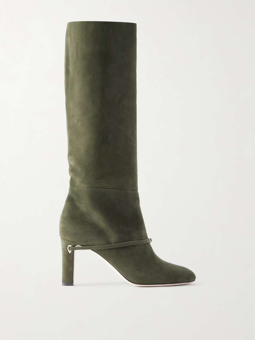 Jennifer Chamandi Samuele 85 Buckled Suede Knee Boots