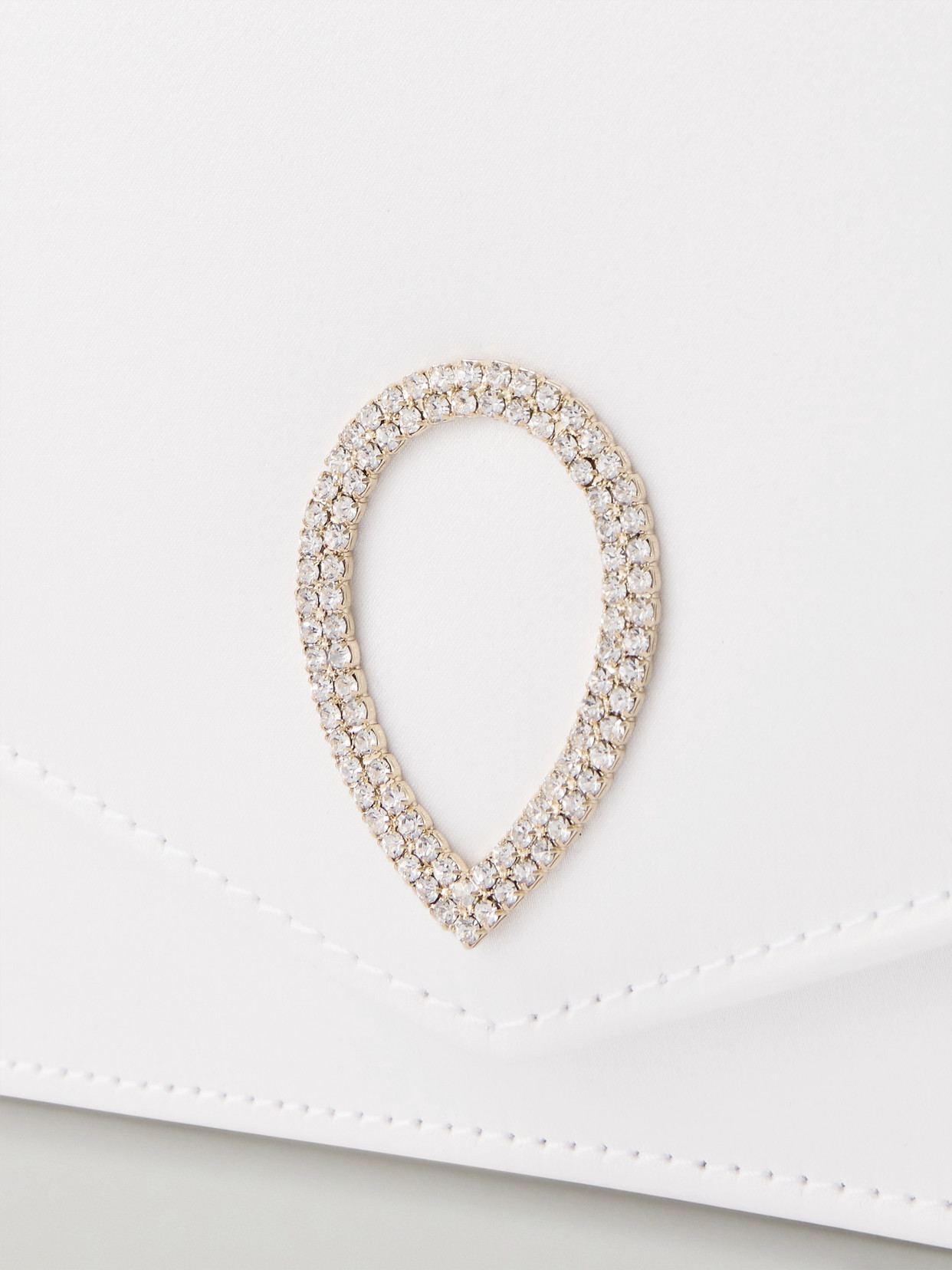 Jennifer Chamandi Le 8 Crystal-embellished Satin Clutch Bag In White