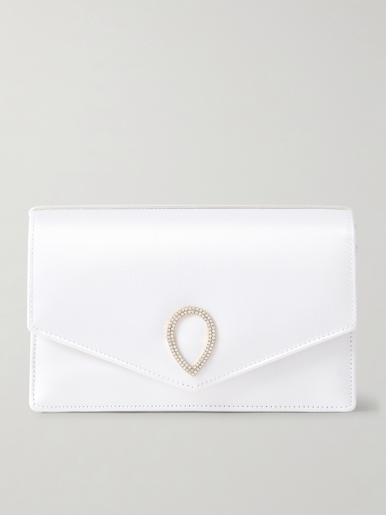 Jennifer Chamandi Le 8 Crystal-embellished Satin Clutch Bag In White