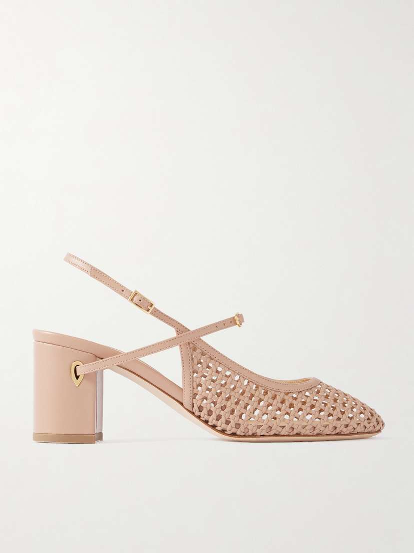 Jennifer Chamandi Mattia 65 Woven Leather Slingback Pumps