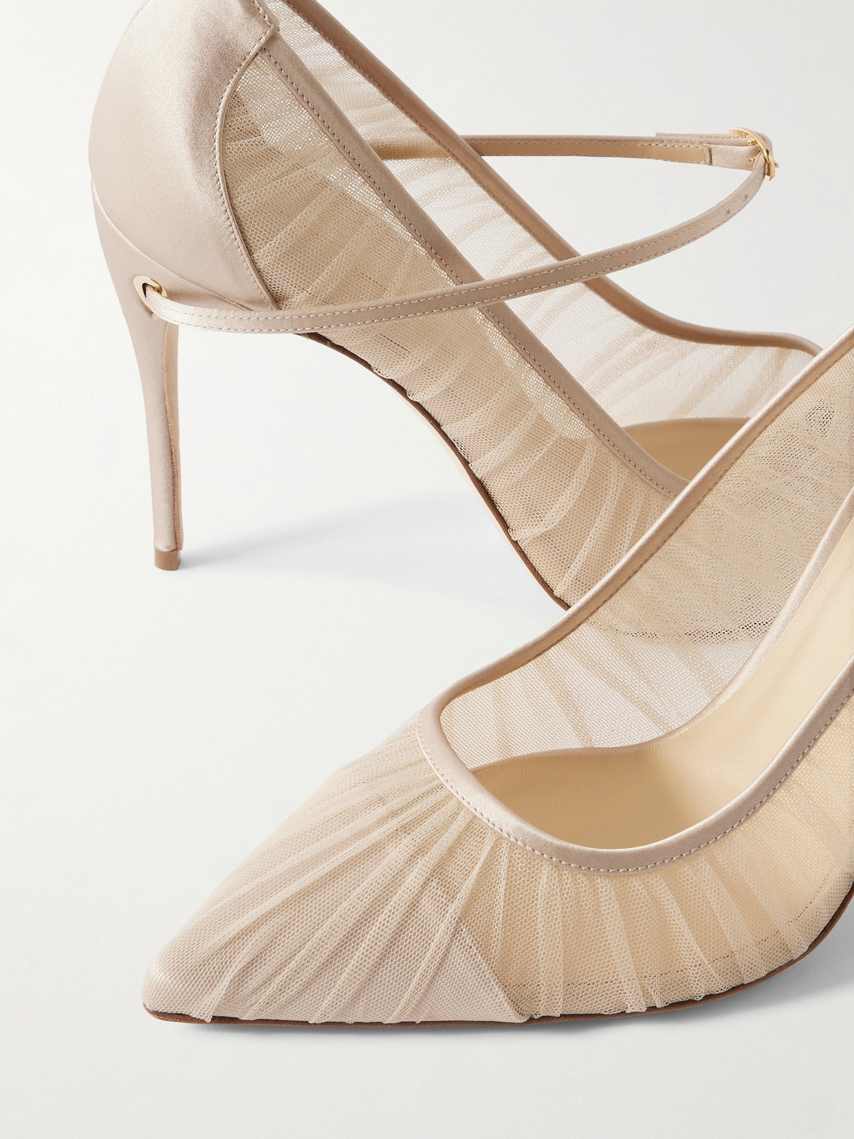 Lorenzo 105 Satin-Trimmed Pleated Tulle Pumps