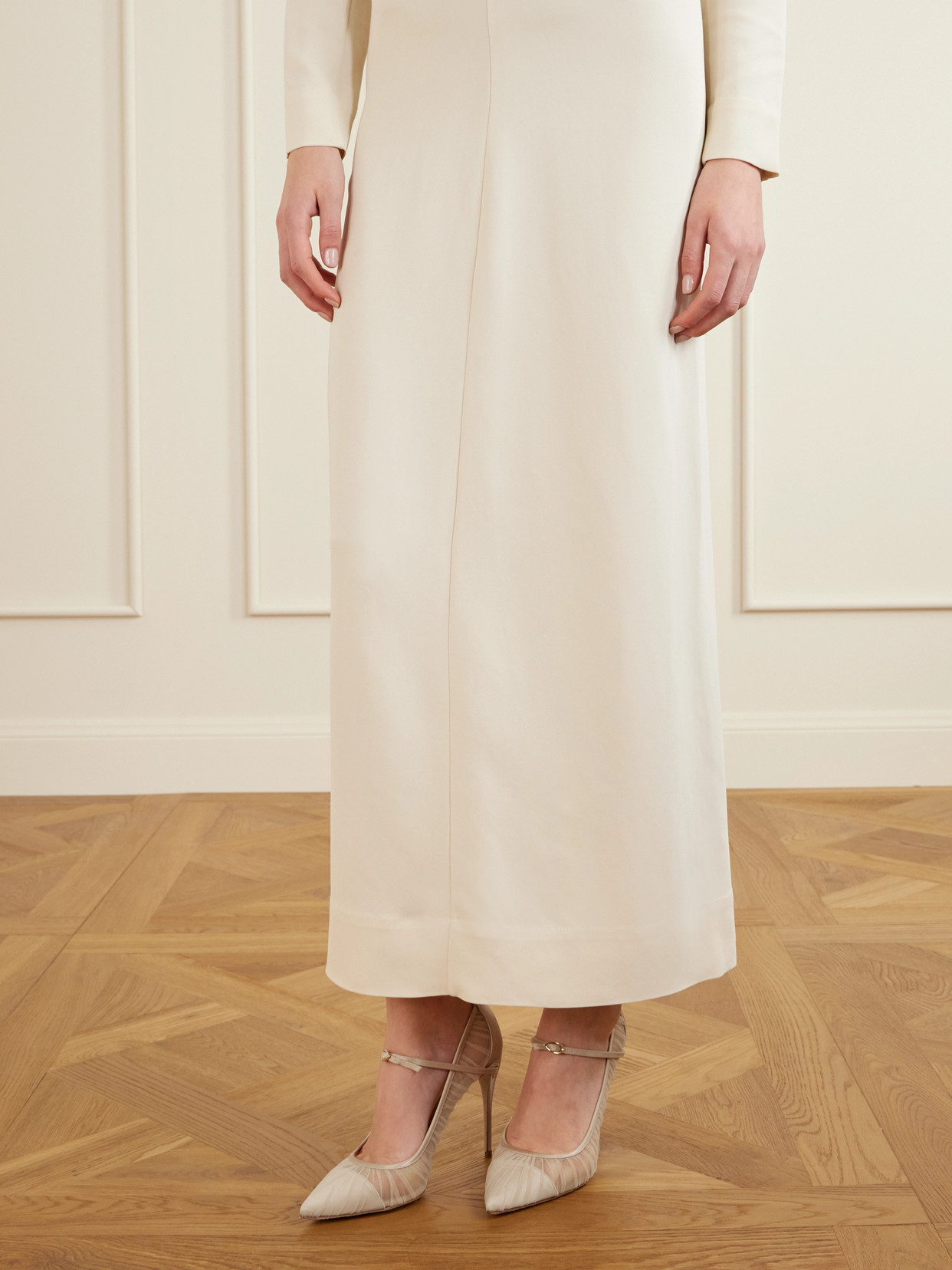 Lorenzo 105 Satin-Trimmed Pleated Tulle Pumps