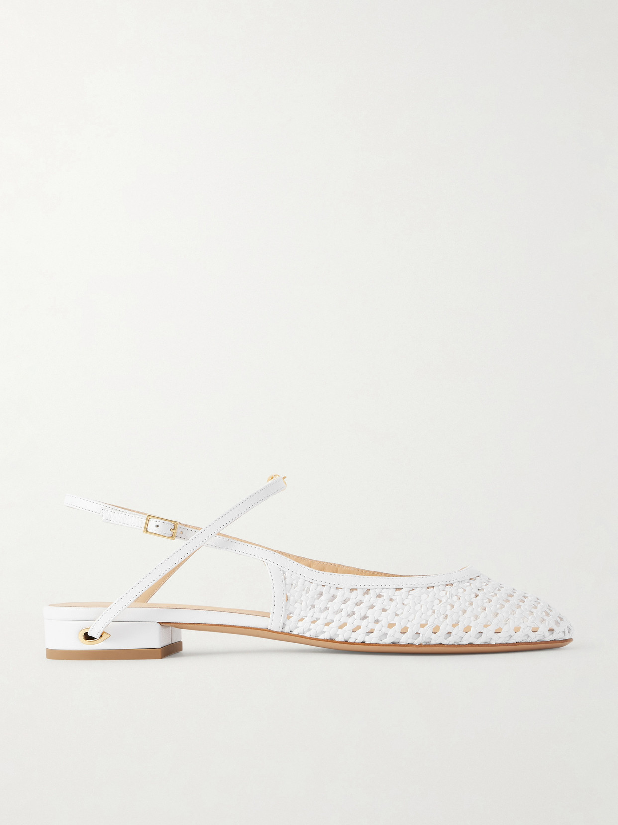 Jennifer Chamandi Mattia 20 Woven Leather Slingback Flats In White