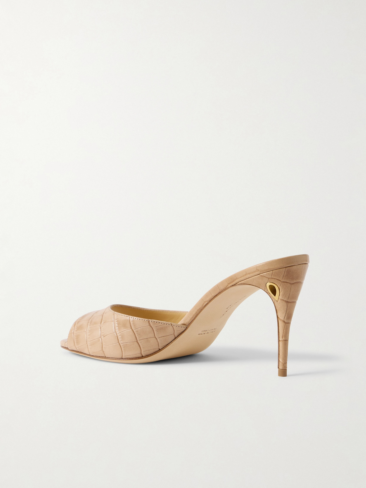 Jennifer Chamandi Guido 85 Croc-effect Leather Mules In Neutral