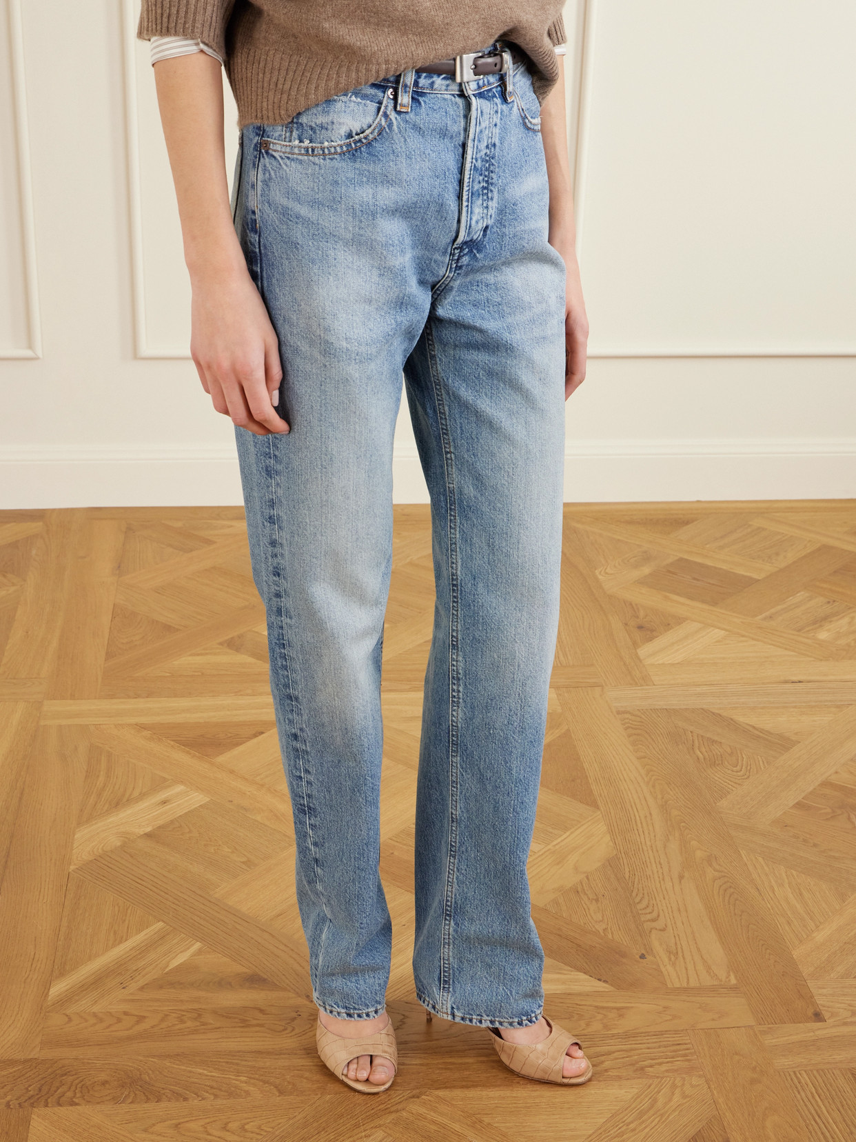 Jennifer Chamandi Guido 85 Croc-effect Leather Mules In Neutral