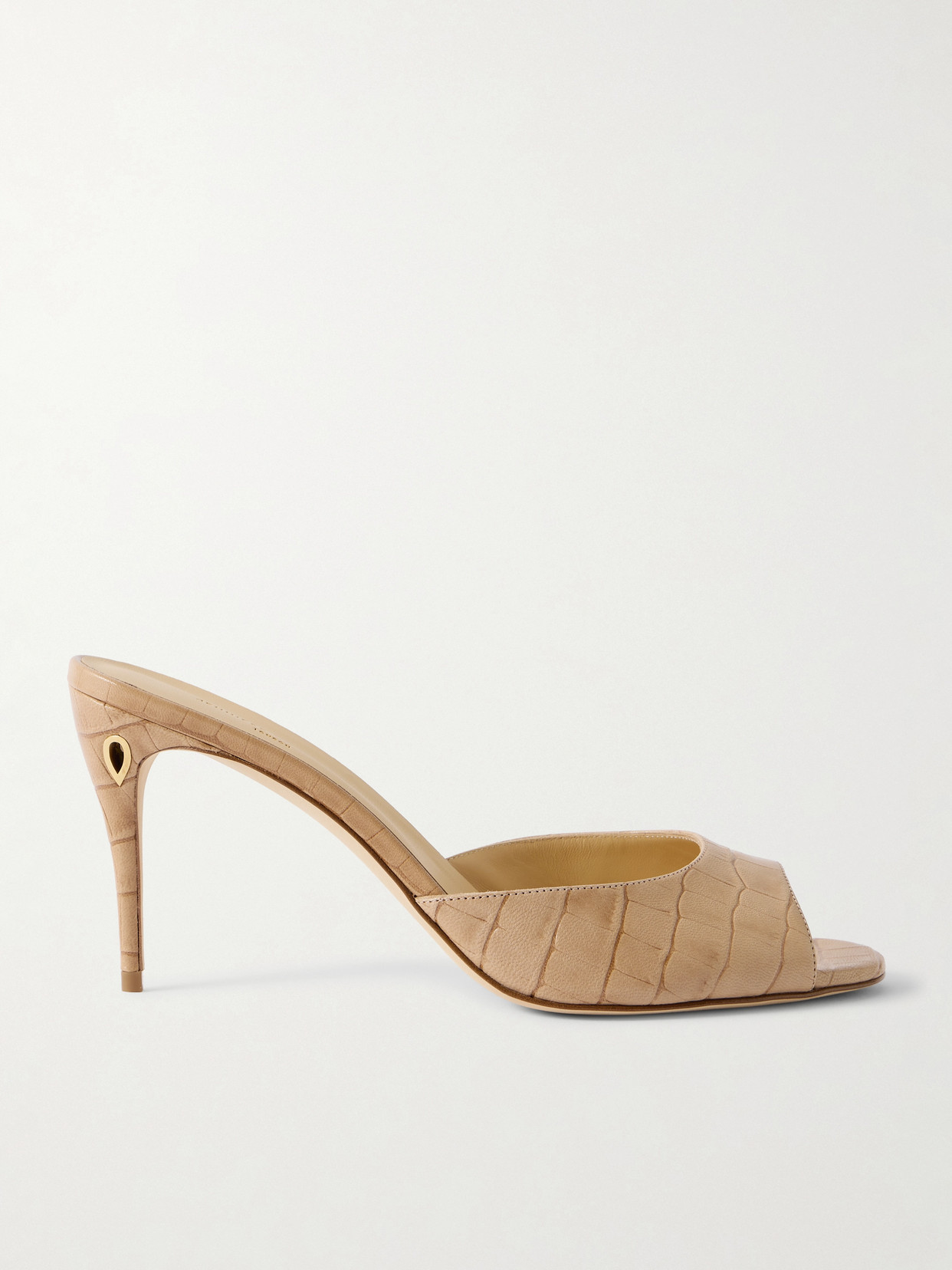 Jennifer Chamandi Guido 85 Croc-effect Leather Mules In Neutral