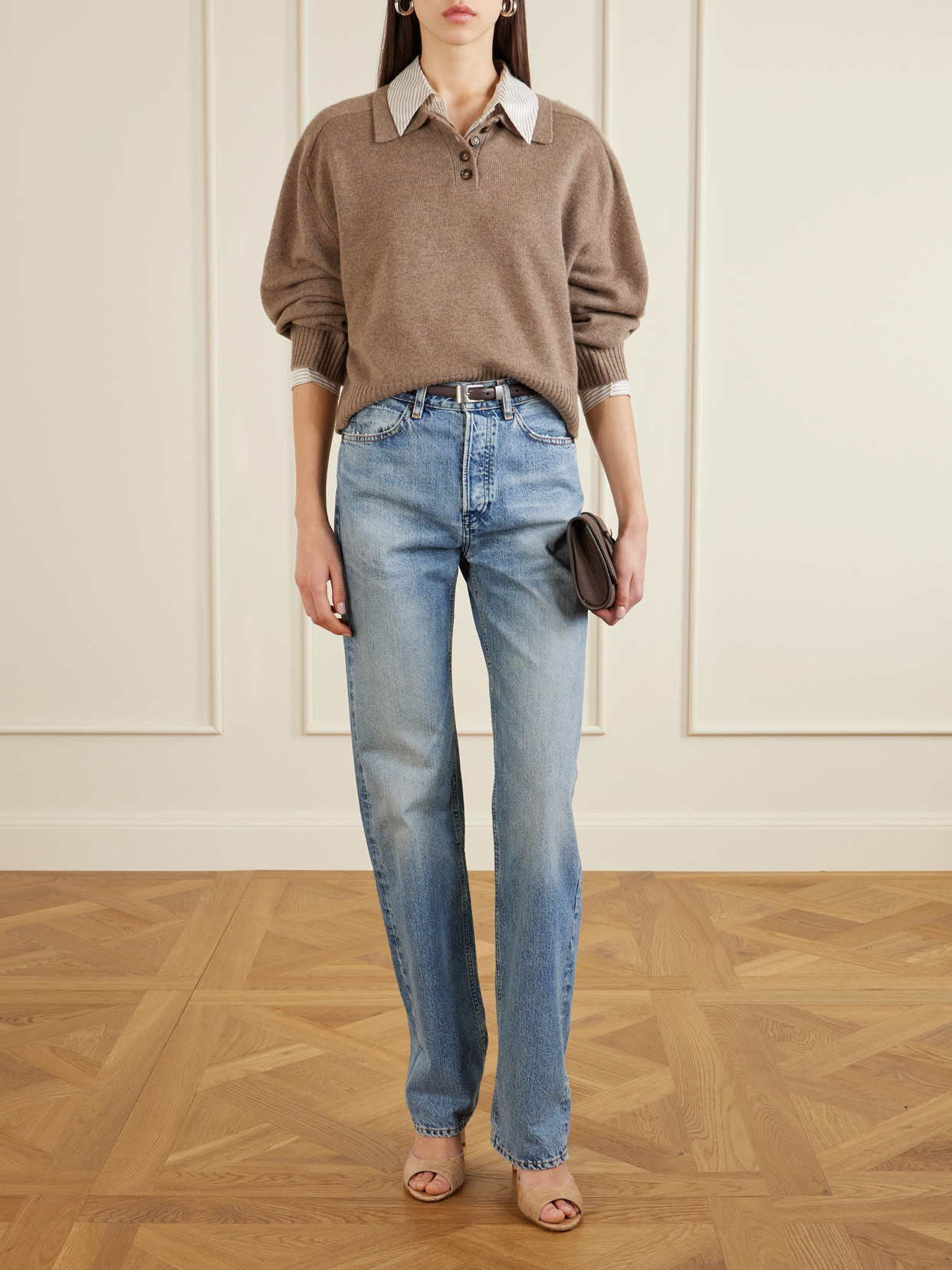 Jennifer Chamandi Guido 85 Croc-effect Leather Mules In Neutral