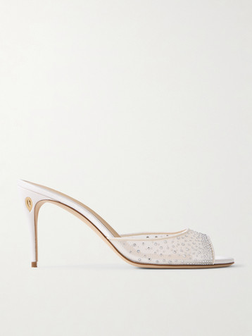 JENNIFER CHAMANDI Guido 85 satin-trimmed crystal-embellished mesh sandals