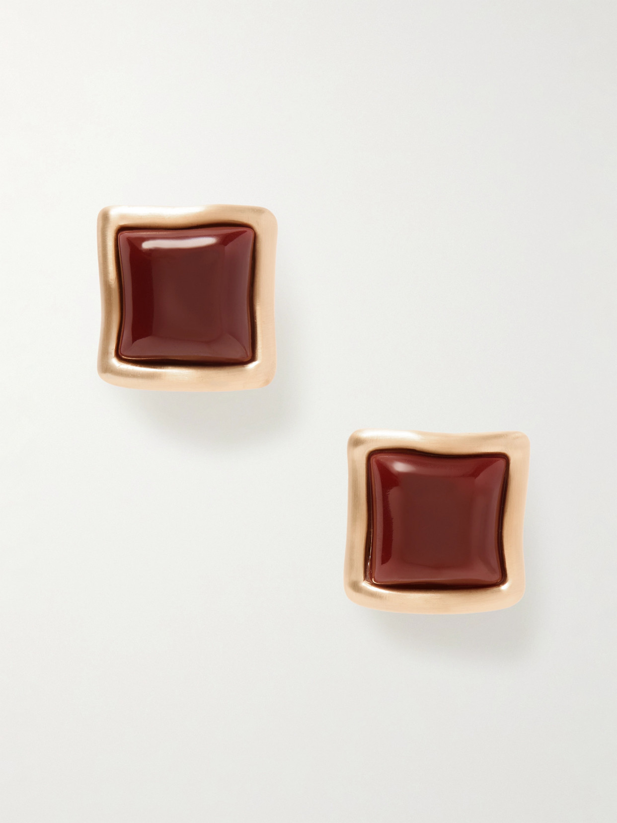 Cult Gaia Suni Gold-tone And Resin Earrings In Brown