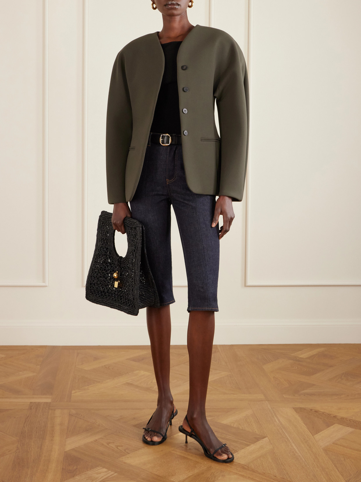 Jacquemus Celine Chestnut Brown Calf Leather Classique Triomphe Bag In Black
