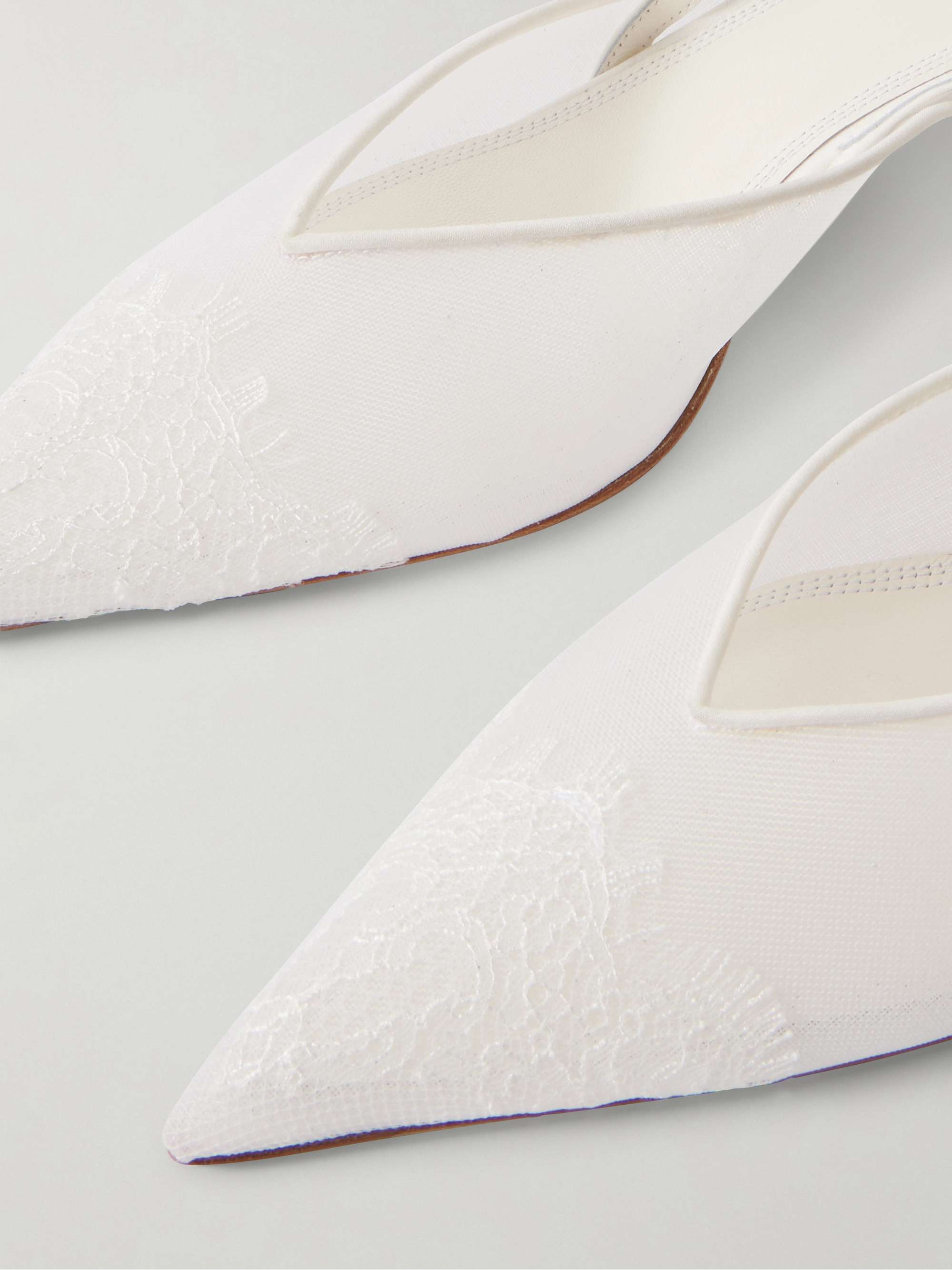 NEOUS Irena lace and satin-trimmed mesh slingback pumps | NET-A-PORTER