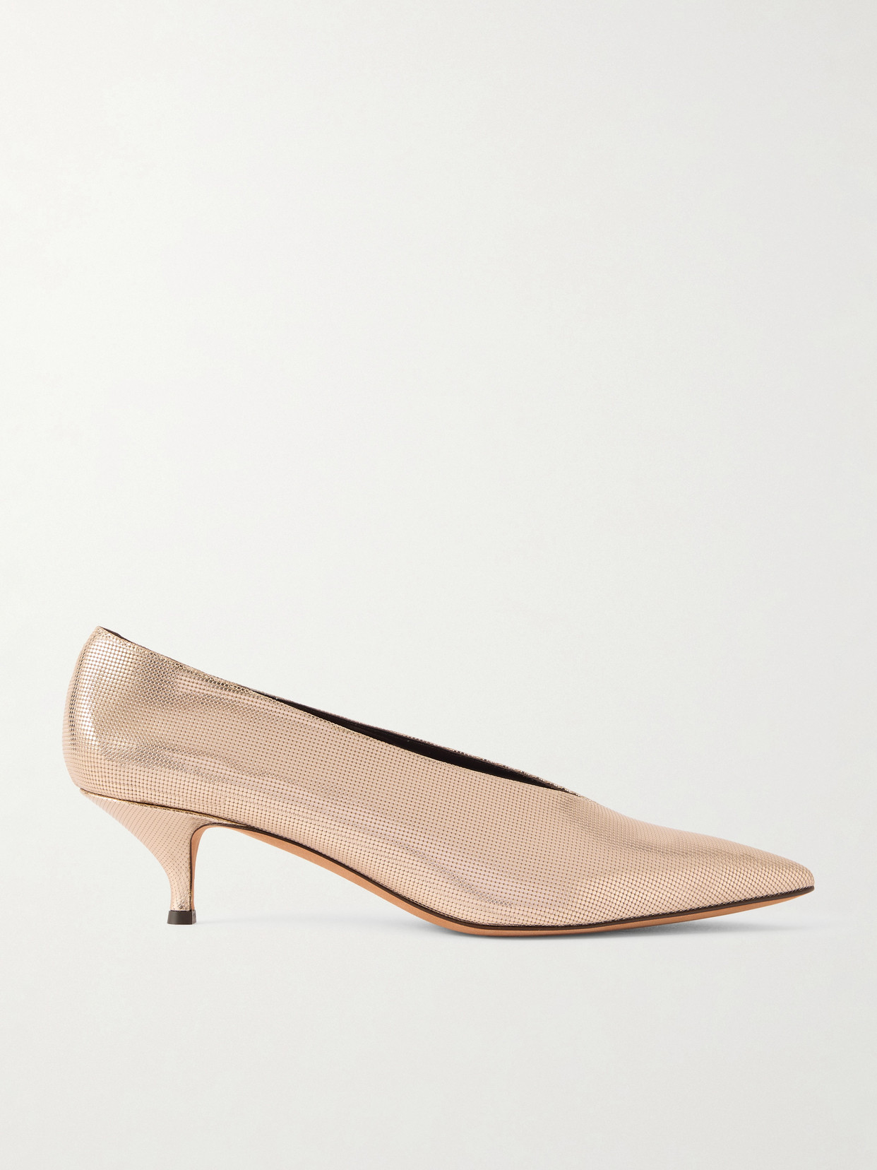 Emme Parsons Veneto Metallic Textured-leather Pumps In Neutral