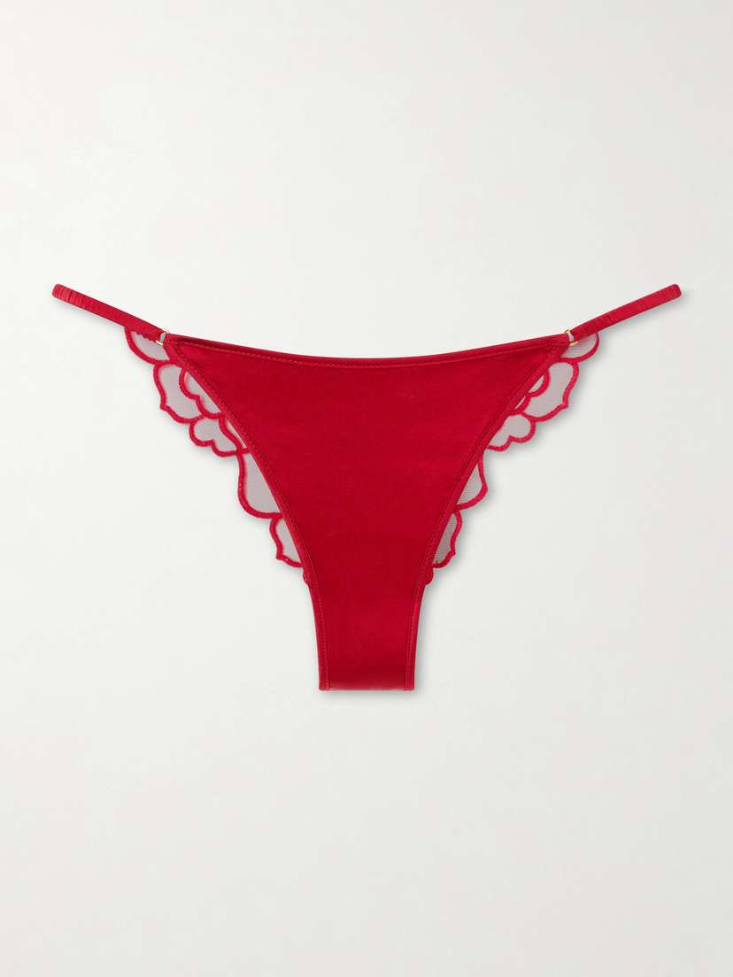 Kiki de Montparnasse Petite Chou Embroidered Lace Briefs