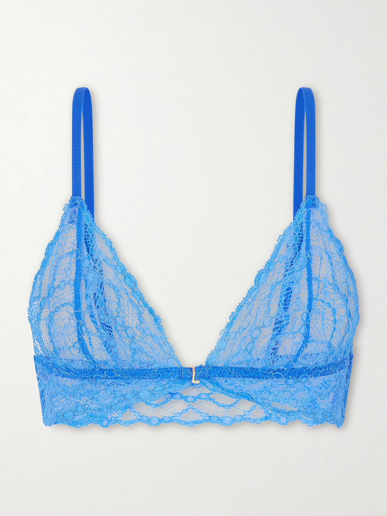 Kiki De Montparnasse Mon Cheri Lace Soft-cup Triangle Bra In Blue