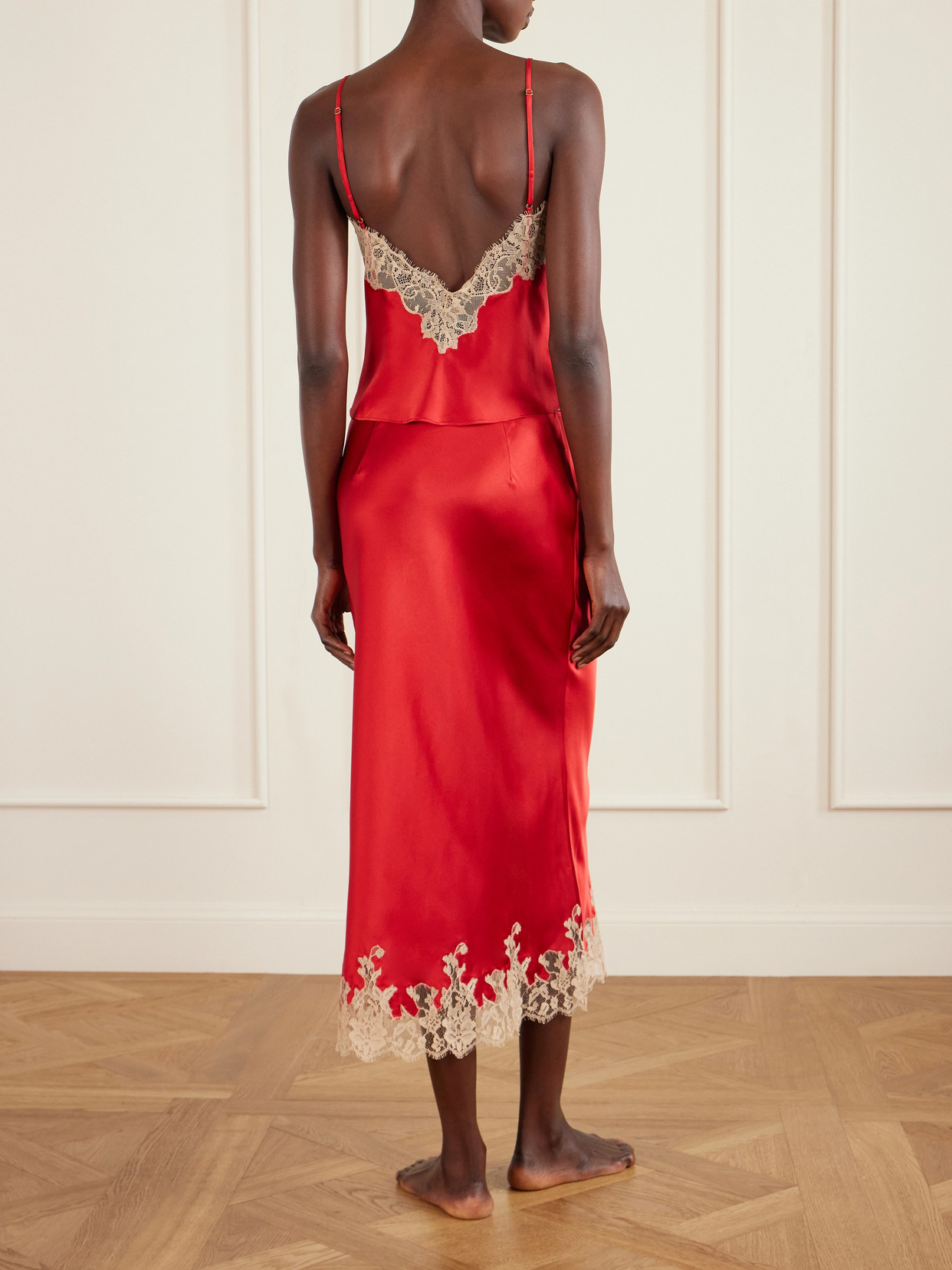Orchid Lace-Trimmed Silk-Satin Camisole