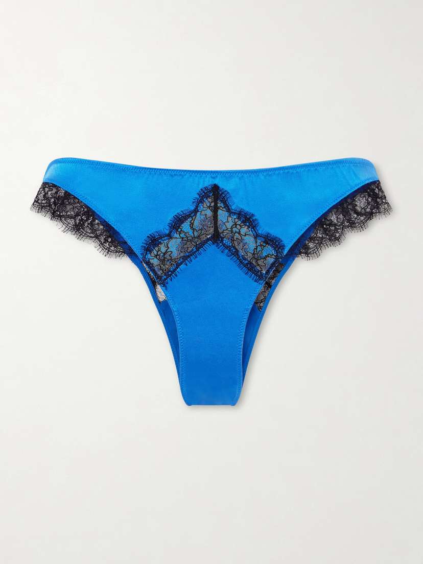 Kiki de Montparnasse Lace-trimmed Silk-satin Briefs
