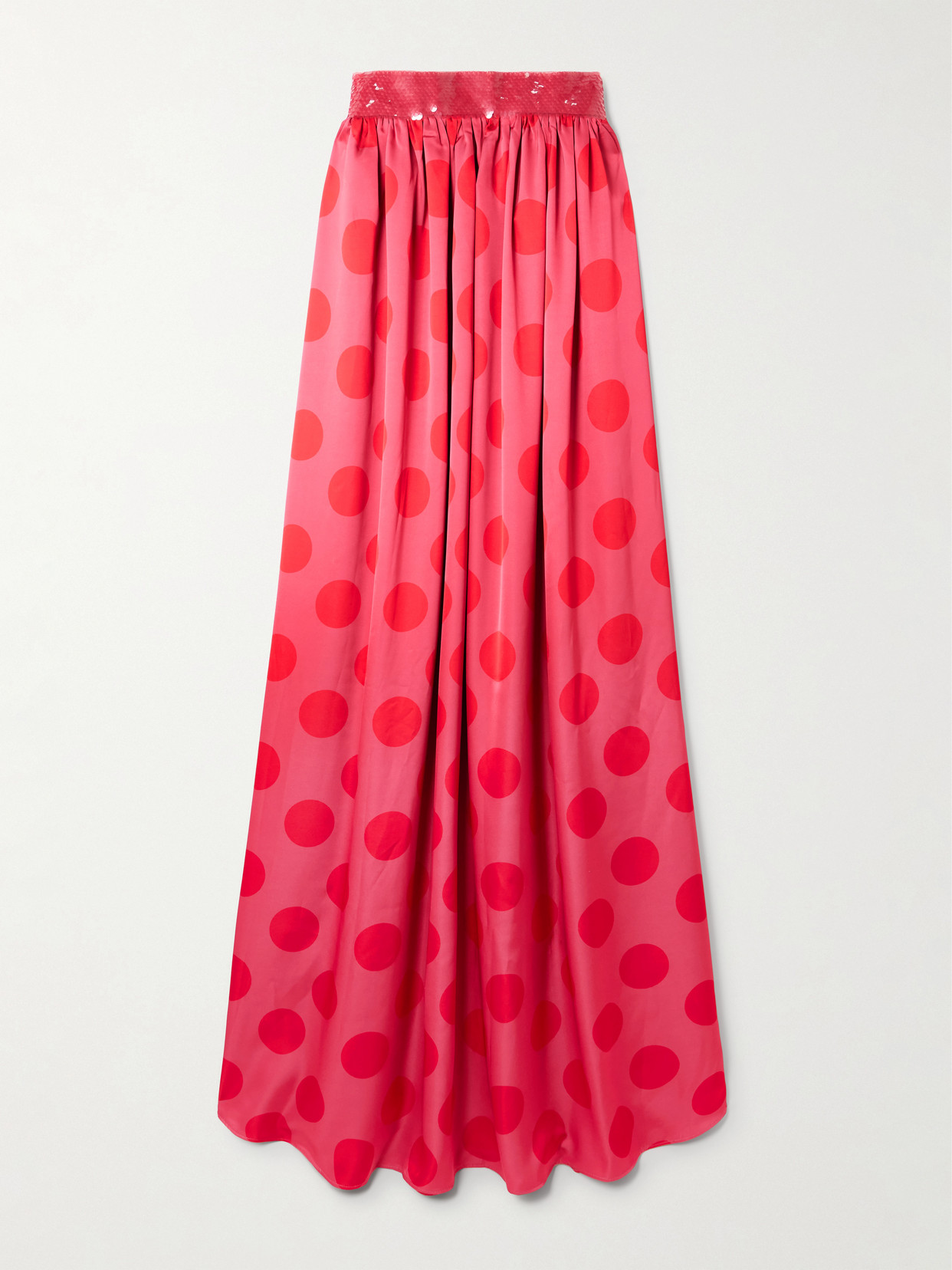 Dima Ayad Strapless Sequin-embellished Polka-dot Duchesse-satin Gown In Red