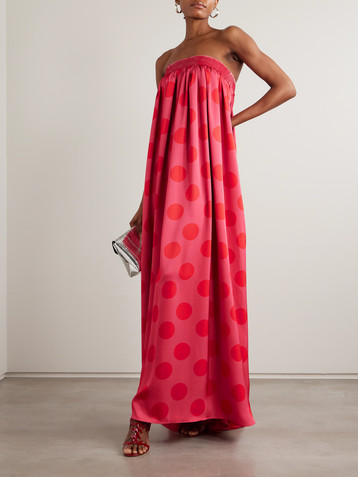 Dima Ayad Strapless sequin-embellished polka-dot duchesse-satin gown