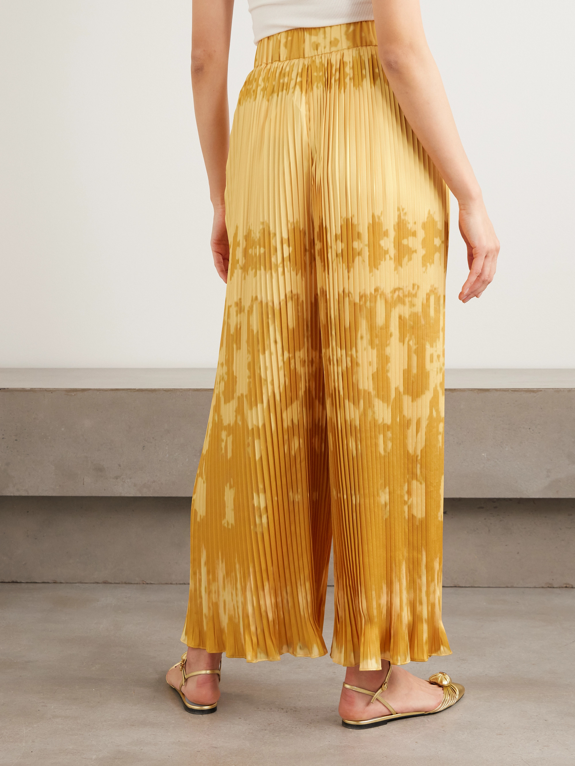 Dima Ayad Tie-dyed plissé-satin wide-leg pants thumbnail