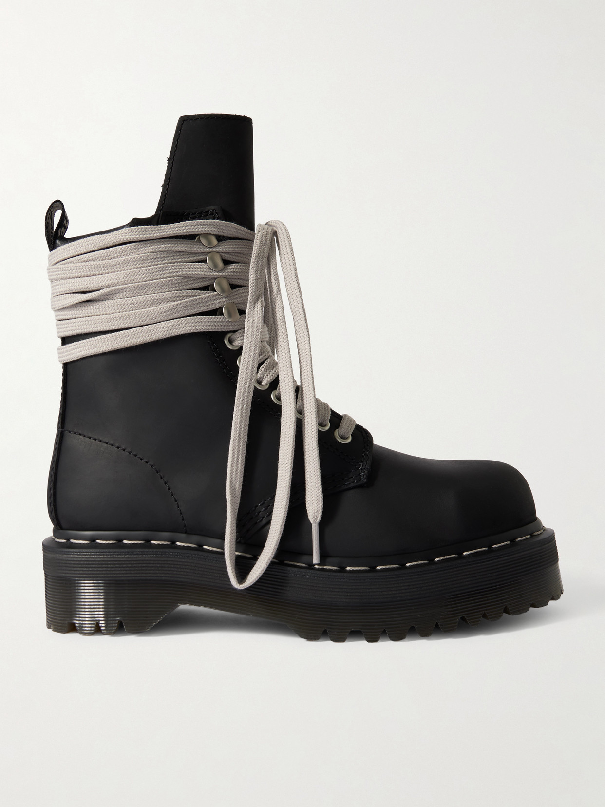 Rick Owens + Dr. Martens 1460 Quad Sole Leather Ankle Boots In Black