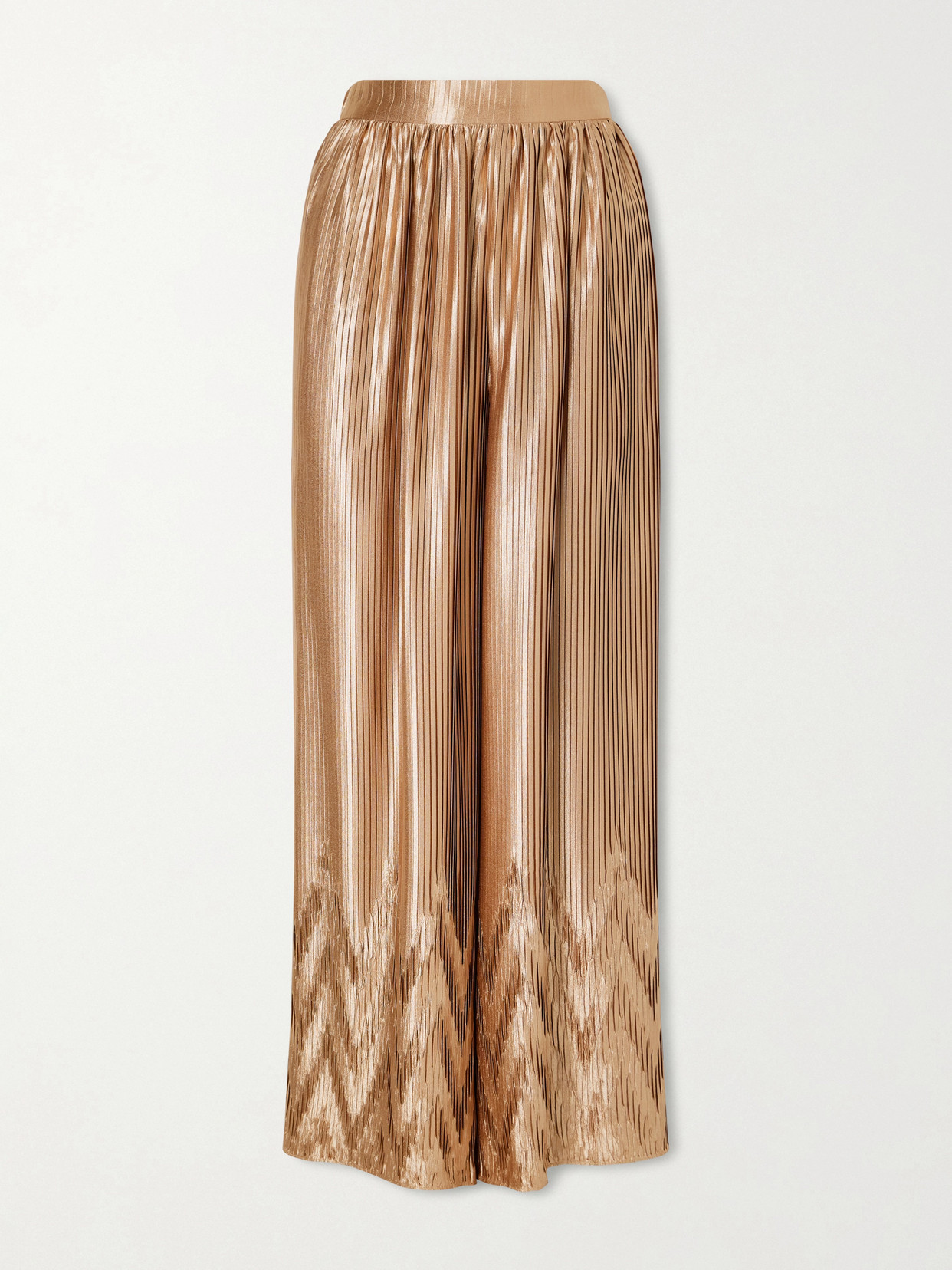 Dima Ayad Metallic Plissé-satin Wide-leg Pants In Brown