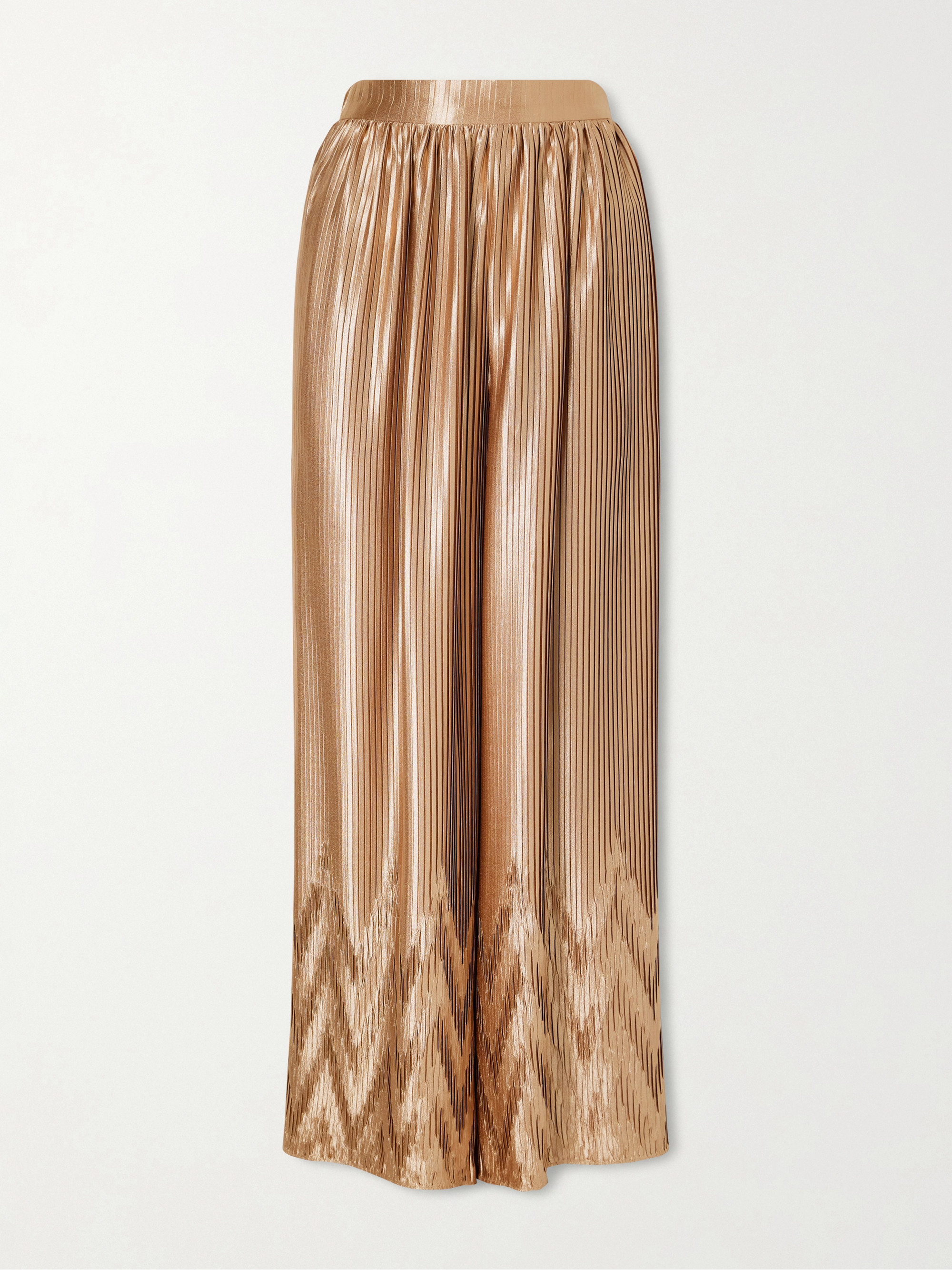 Dima Ayad Metallic plissé-satin wide-leg pants thumbnail