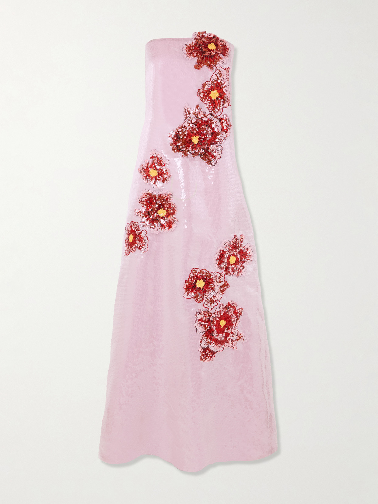 Dima Ayad Strapless Appliquéd Sequined Organza Gown In Pink