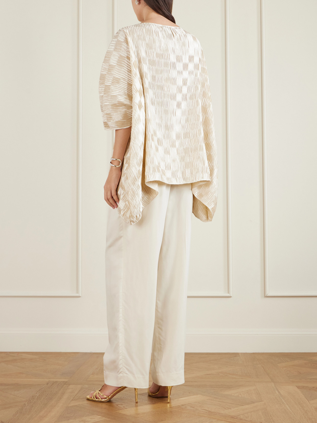 Plissé-Satin Blouse