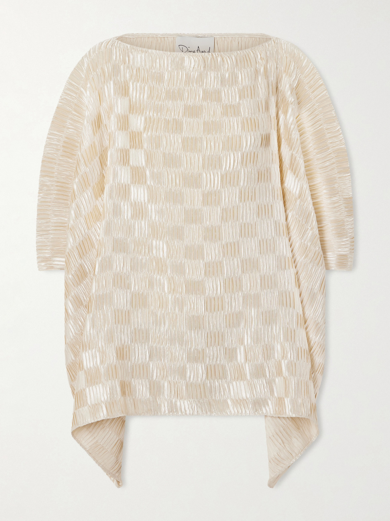 Dima Ayad Plissé-satin Blouse In Neutral