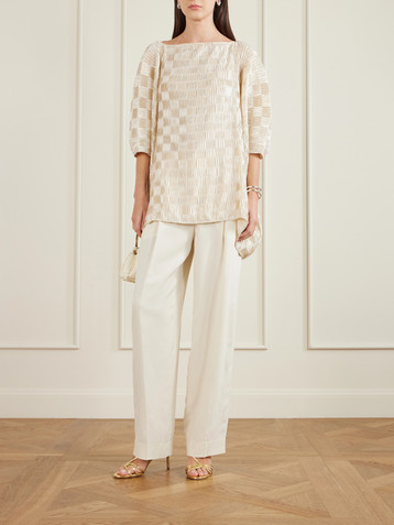 Dima Ayad Plissé-satin blouse