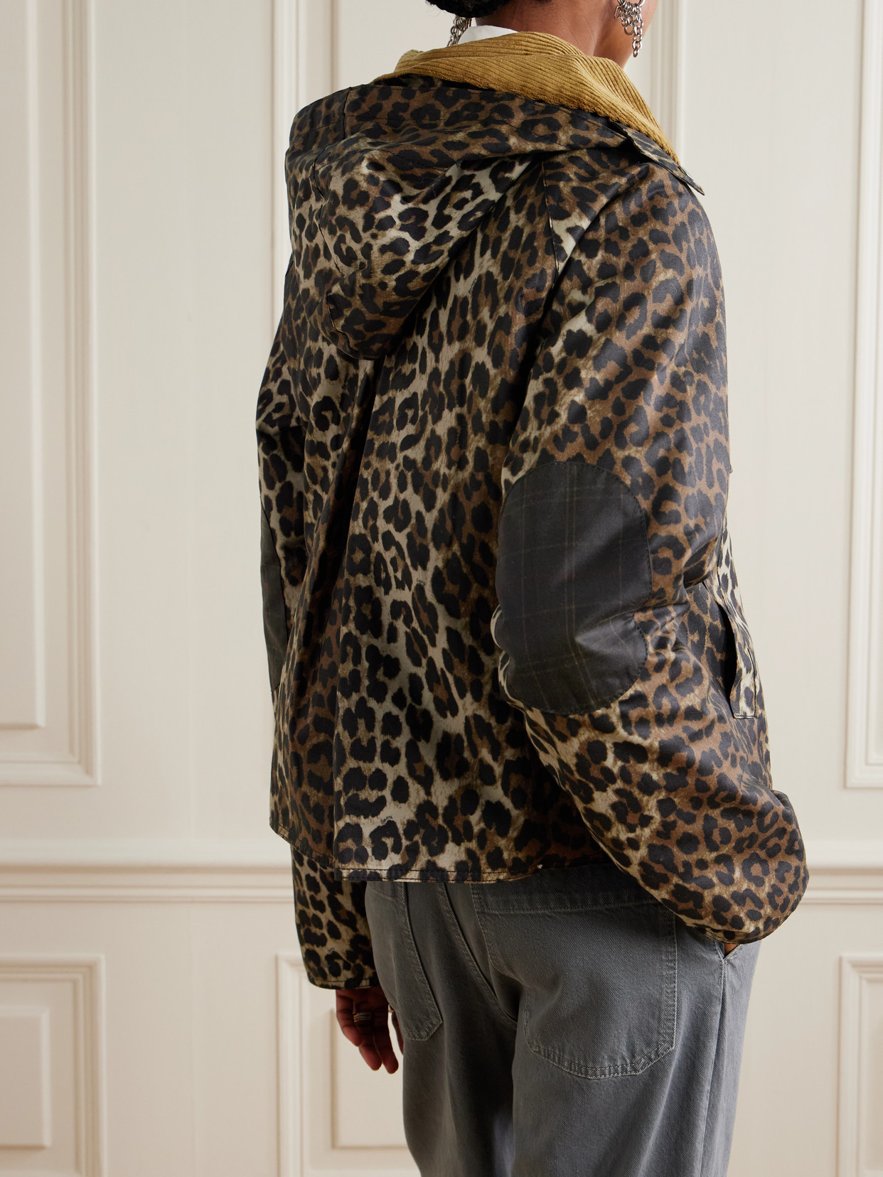 + Ganni Hooded Cheetah-Print Waxed-Cotton Jacket