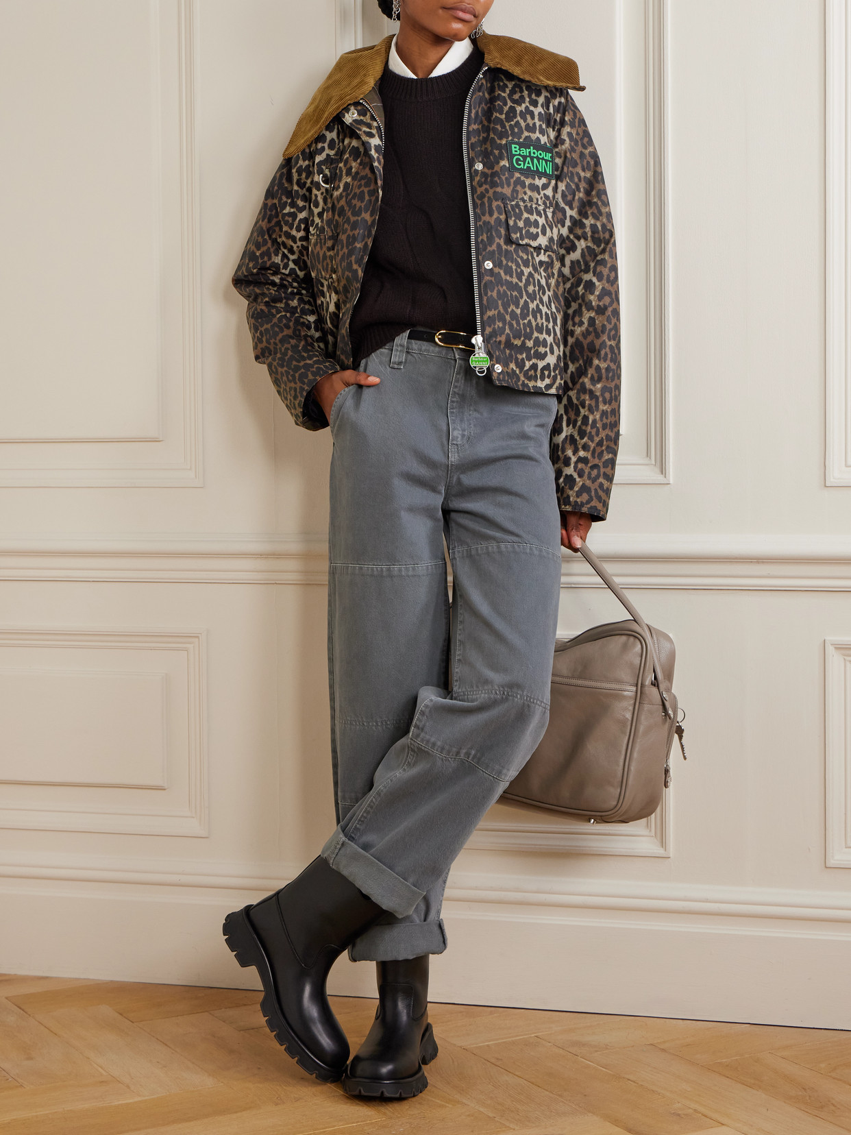 + Ganni Hooded Cheetah-Print Waxed-Cotton Jacket
