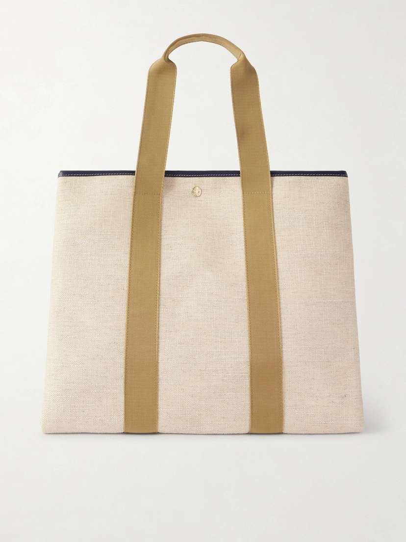 RUE de VERNEUIL Traversée Shaggy Large Webbing And Leather-trimmed Canvas Tote