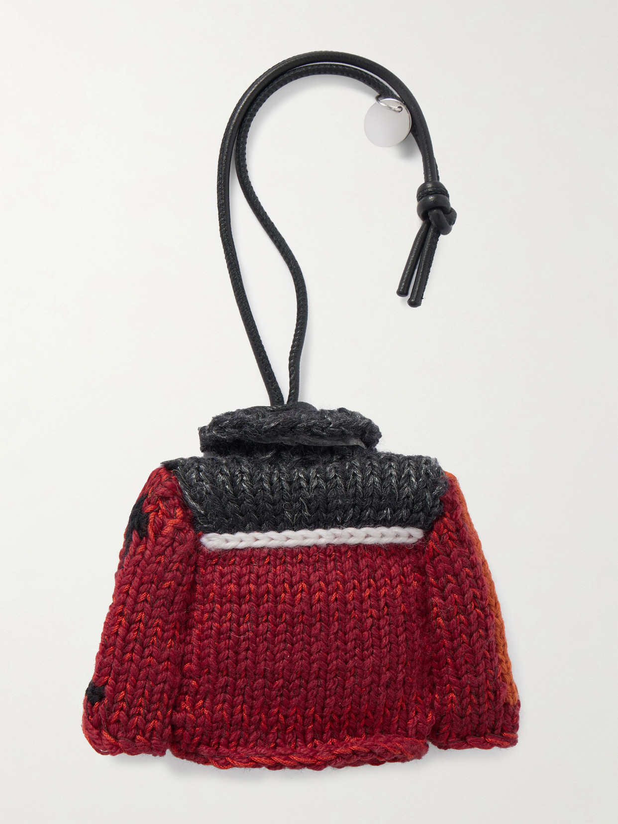 Jw Anderson House Cardigan Crocheted Cotton And Leather Bag Charm In Multi