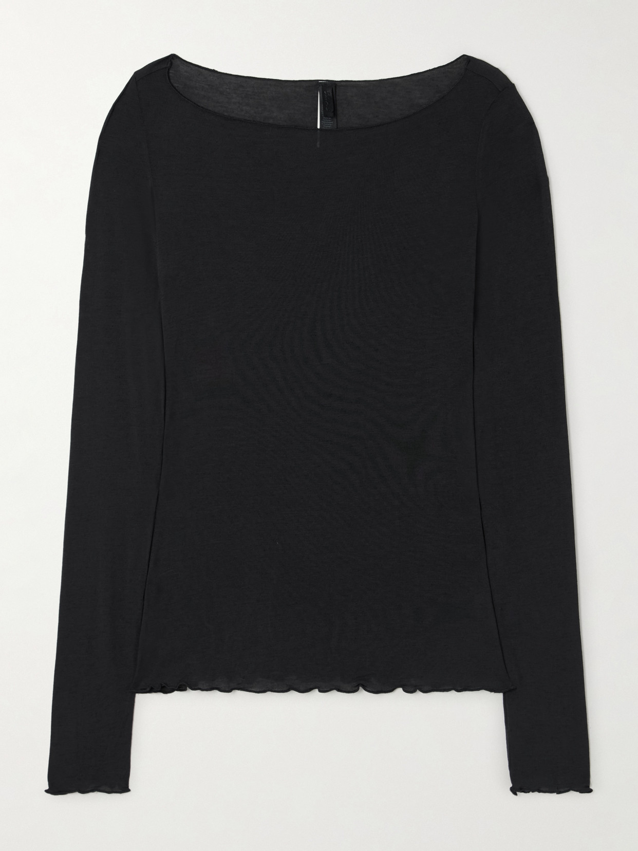 Skims Long Sleeve Boatneck Top In Black