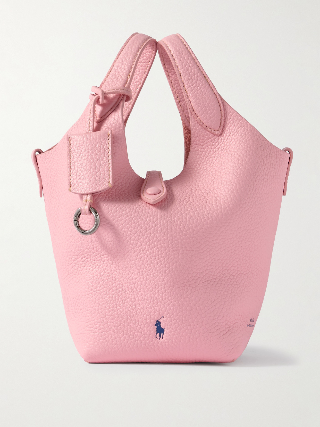 Polo Ralph Lauren Polo Play Logo-embroidered Full-grain Leather Tote In Pink