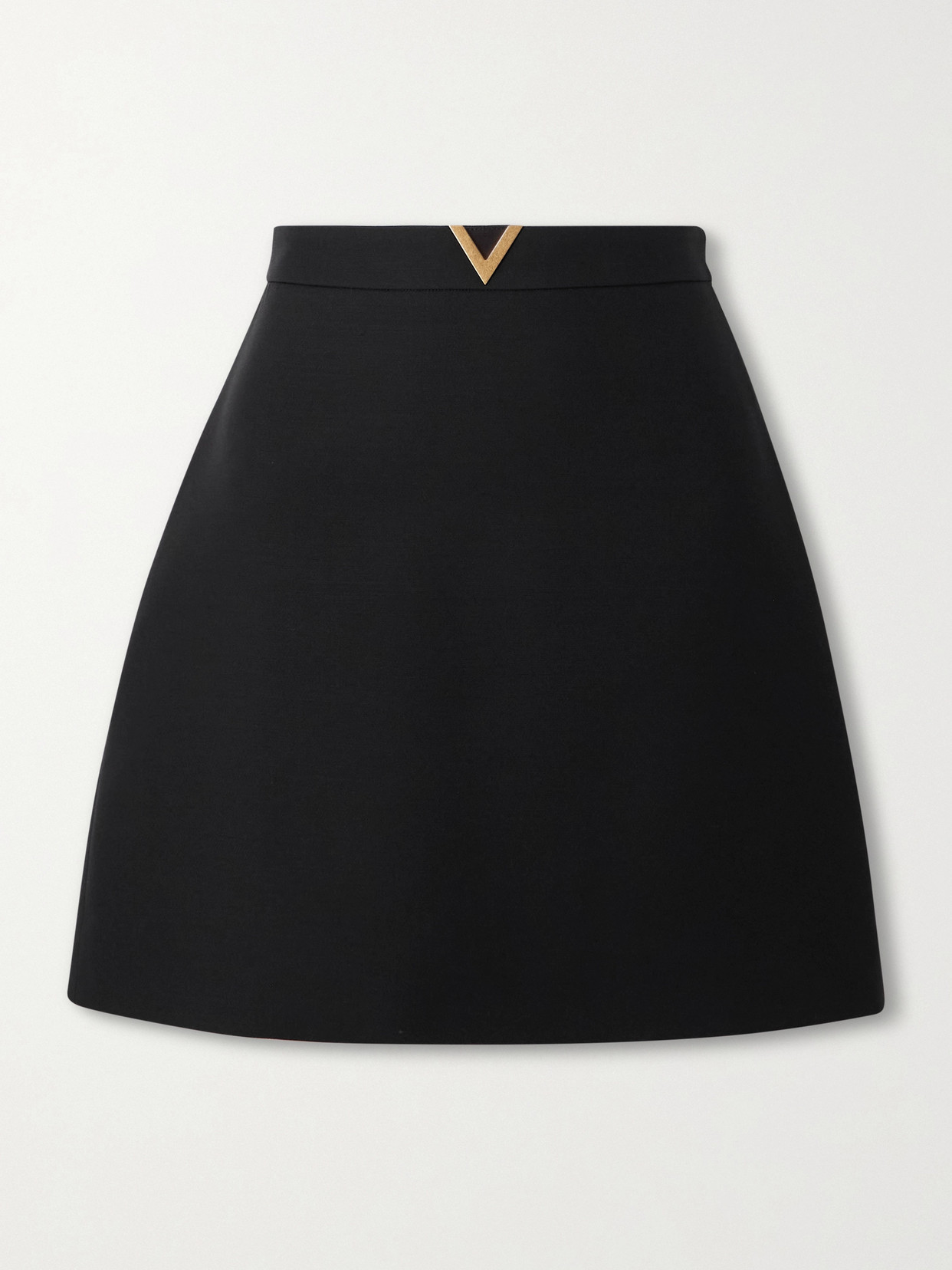 Valentino Embellished Wool And Silk-blend Crepe Mini Skirt In Black