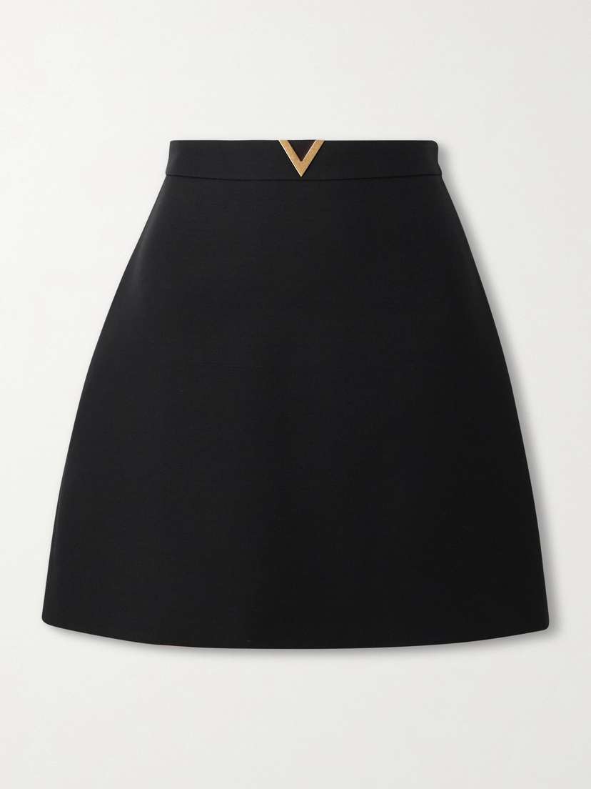 Valentino Garavani Embellished Wool And Silk-blend Crepe Mini Skirt