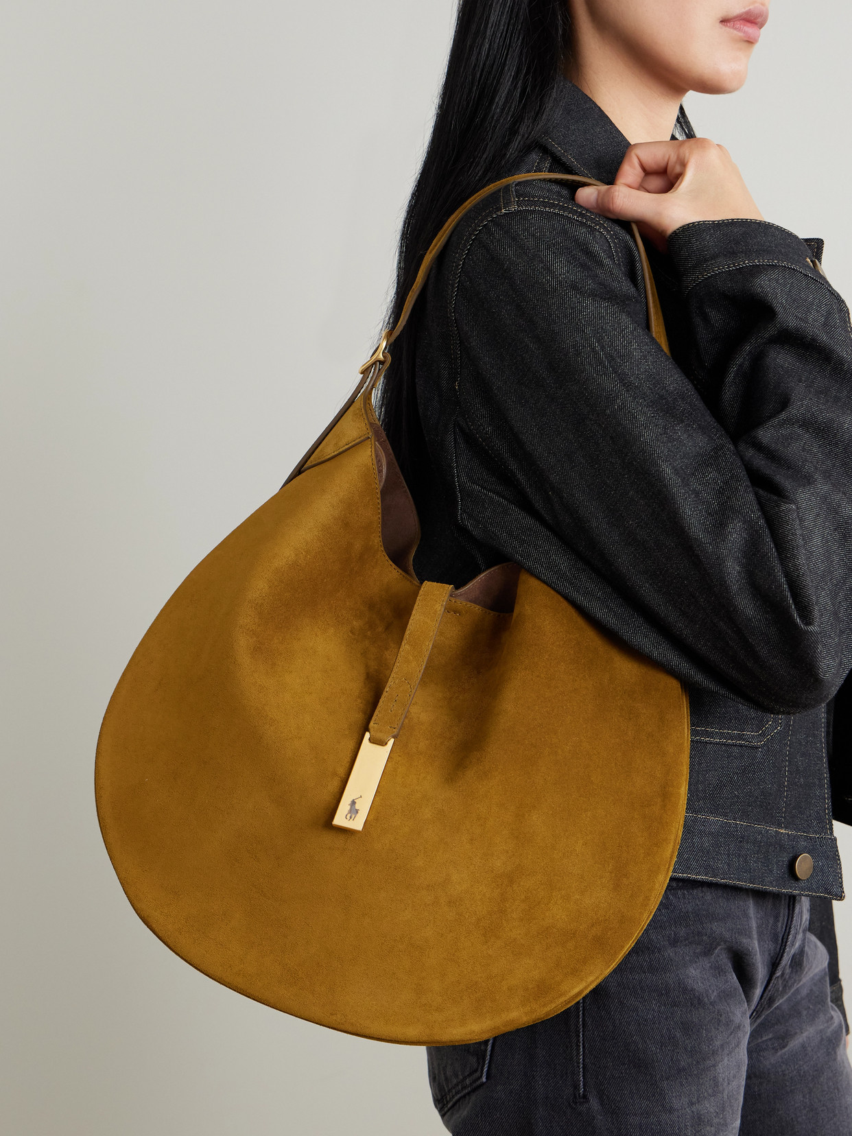 Polo Ralph Lauren Polo Id Suede Shoulder Bag In Green