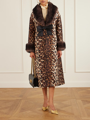 Valentino Garavani - Bow-embellished shearling-trimmed leopard
