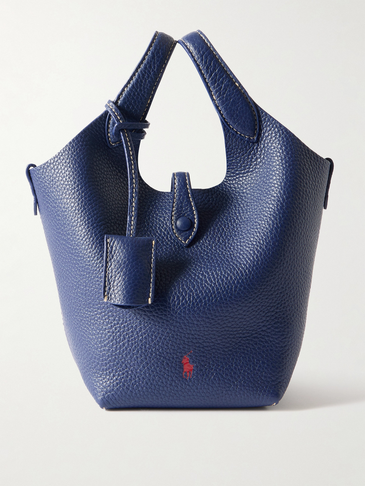 Polo Ralph Lauren Polo Play Small Textured-leather Tote In Blue