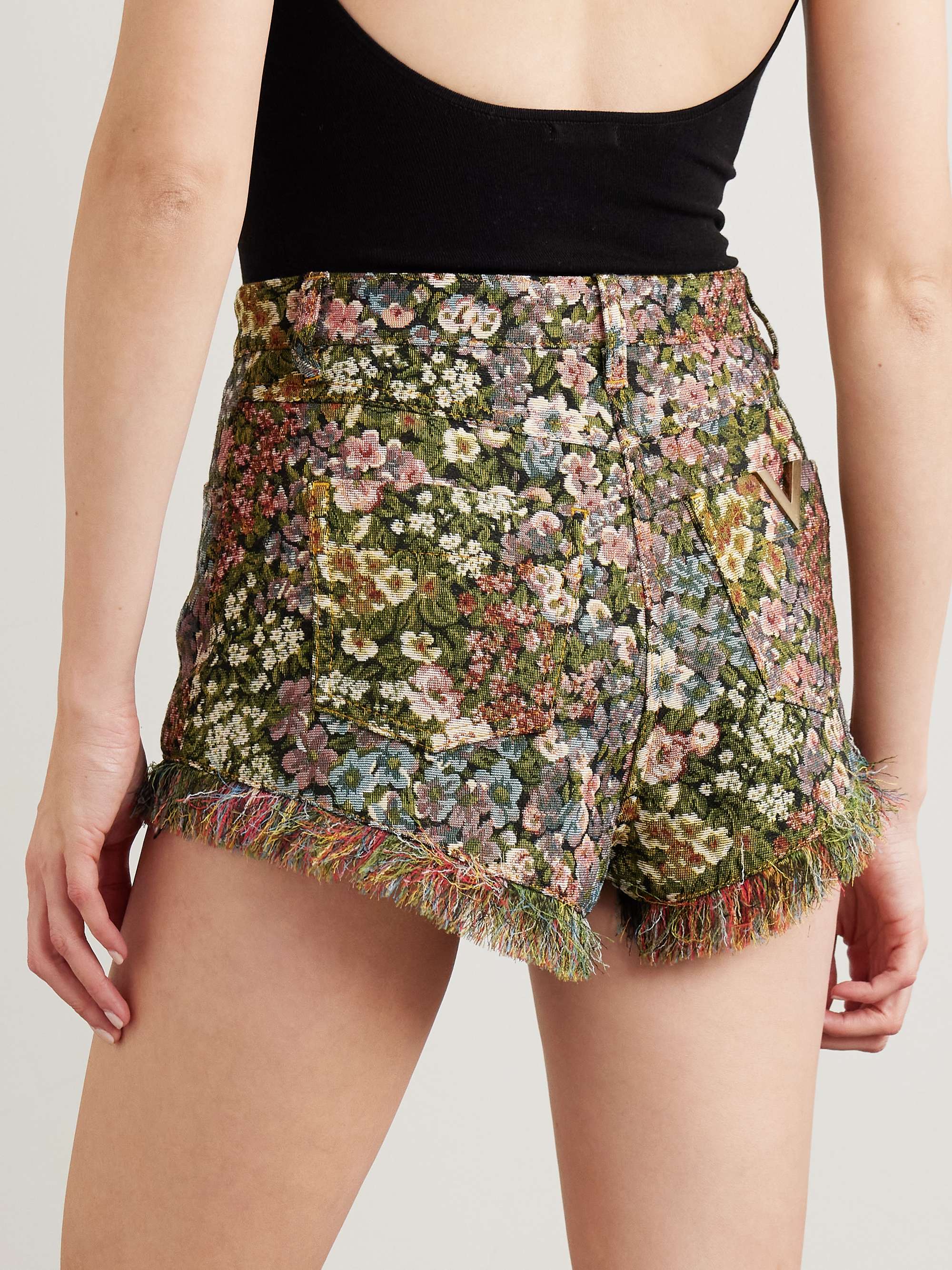 VALENTINO GARAVANI Fringed floral jacquard shorts | NET-A-PORTER