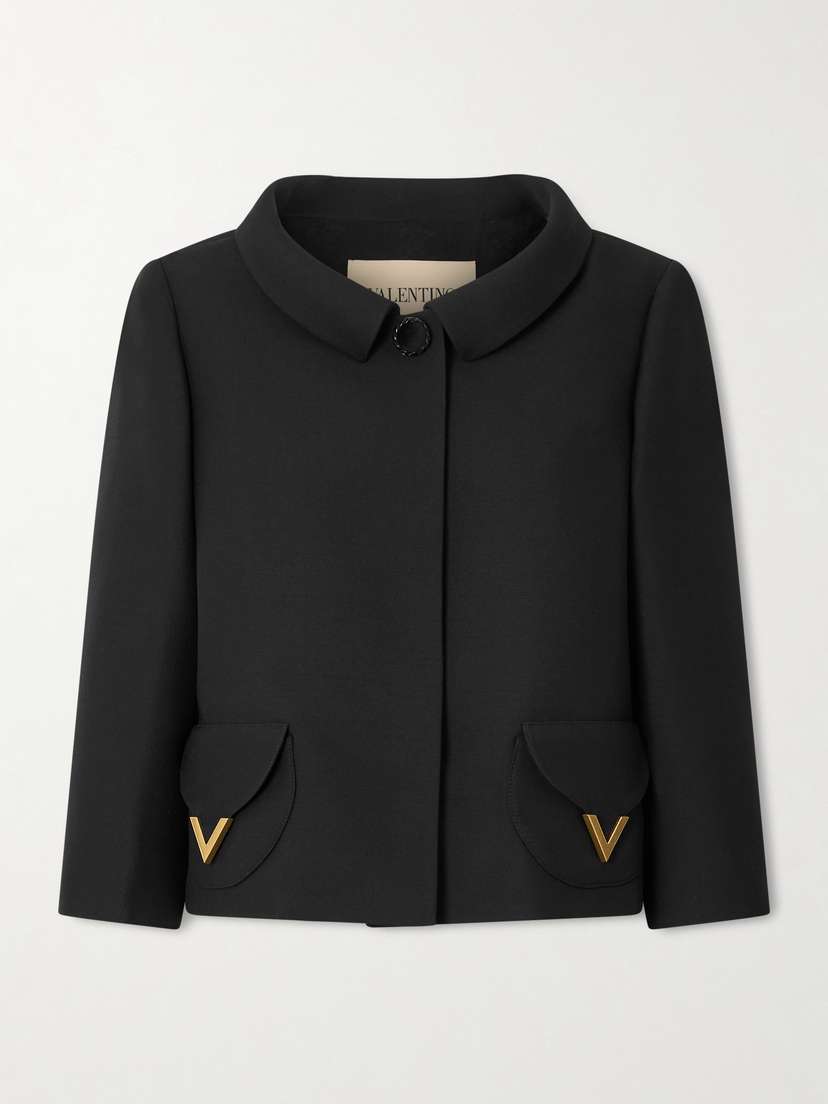 Valentino Garavani Button-detailed Embellished Wool And Silk-blend Crepe Jacket