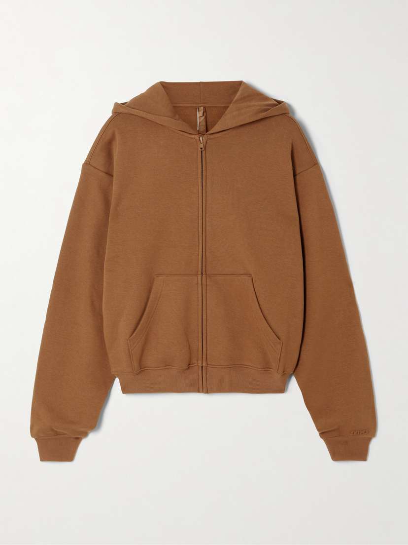 Skims Classic Zip Up Hoodie - Bison