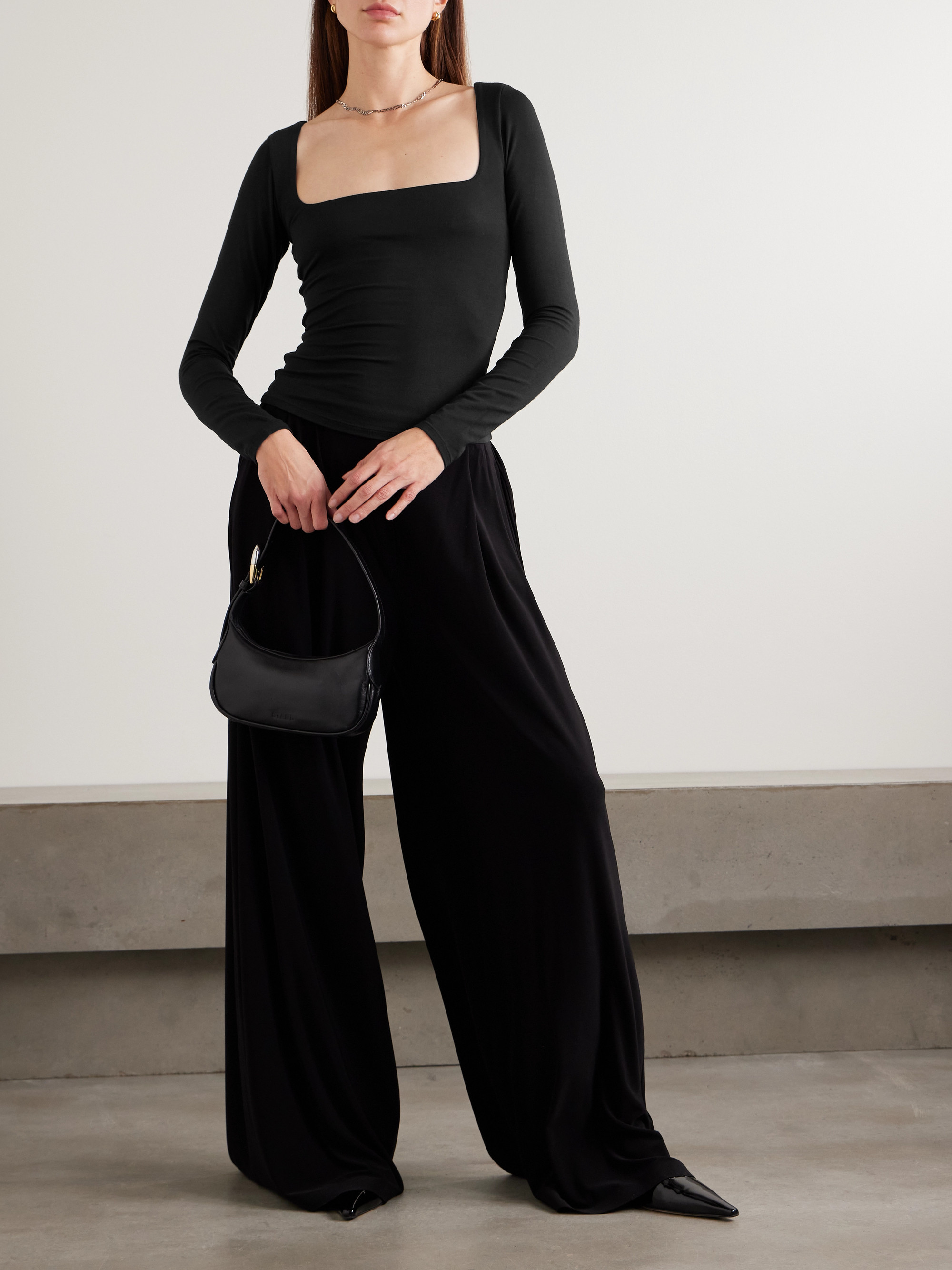 Skims Smooth Layers stretch-modal jersey top - Obsidian