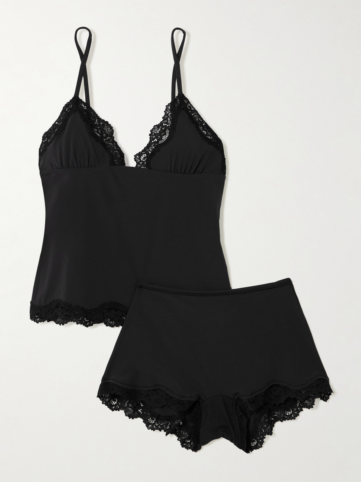 Skims Fits Everybody Lace Triangle Cami And Boy Short Set In Black